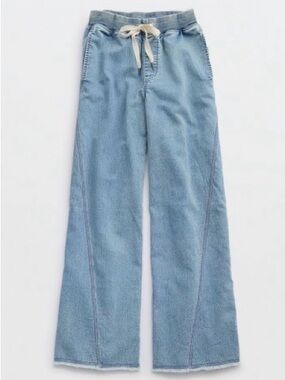 aerie Straight Leg Jean Sweatpant in Medium Indigo